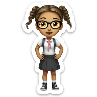 Cute Nerd girl with pigtails sticker