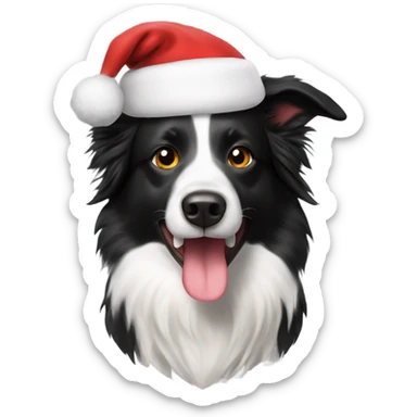 Border collie with Santa hat sticker