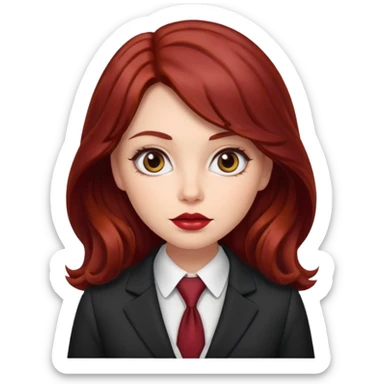long and wavy dark red haired girl, with thick lips, big eyes and she looks like an attorney but feminine sticker