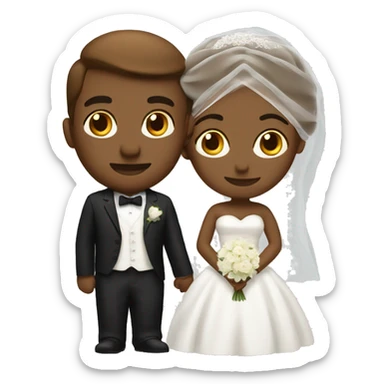 Brown bride white groom sticker
