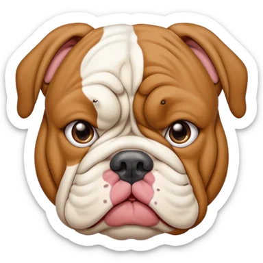 Sad tan & white female English bulldog sticker