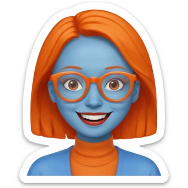blue skinned orange glassed woman sticker