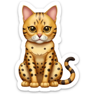 Bengal cat full body sitting with a mask sticker