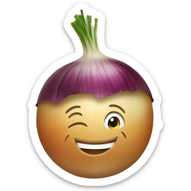 Enjoying an onion sticker