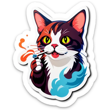 Cat vaping sticker
