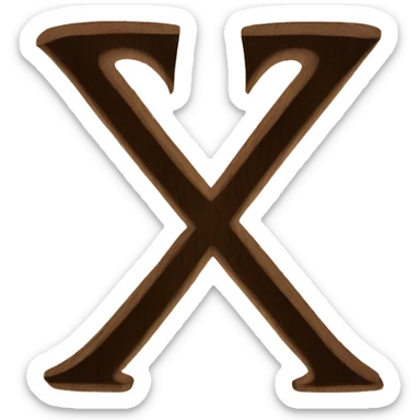 number "x2" carved on a wooden dice sticker