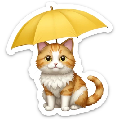 Cat with yellow umbrella sticker