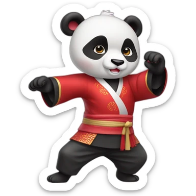 panda Taijiquan with tranditional red Han Chinese Clothing， full body sticker