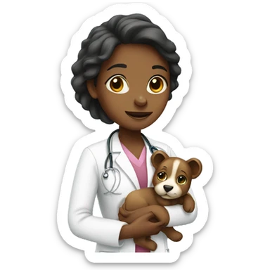 girl doctor holding an animal sticker