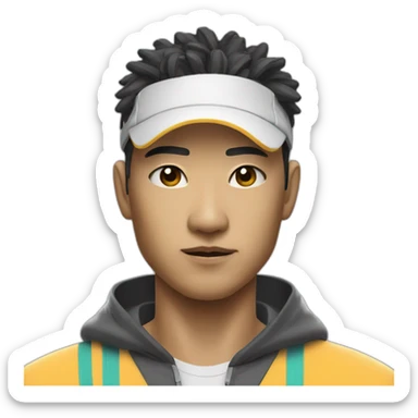 cyberpunk asian dude in tennis uniform sticker