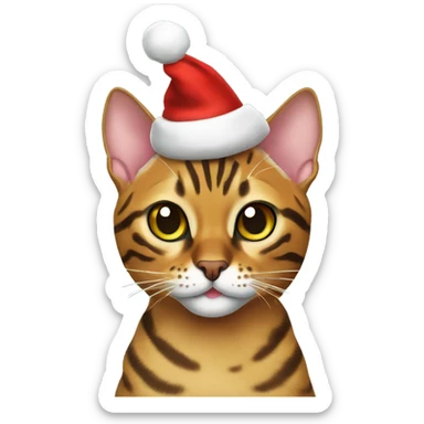 Bengal cat with cristmas hat sticker