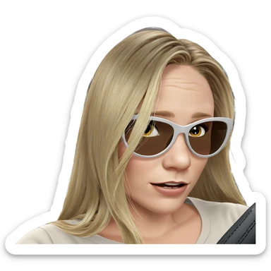 blonde girl in car interior sticker