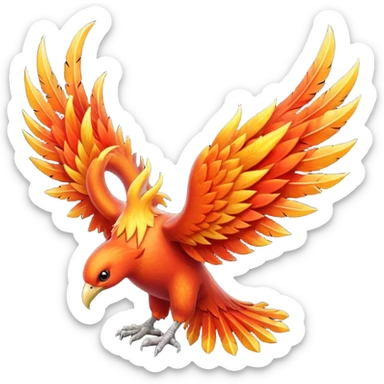Pokemon legendary laranja and red crystal moltres sticker