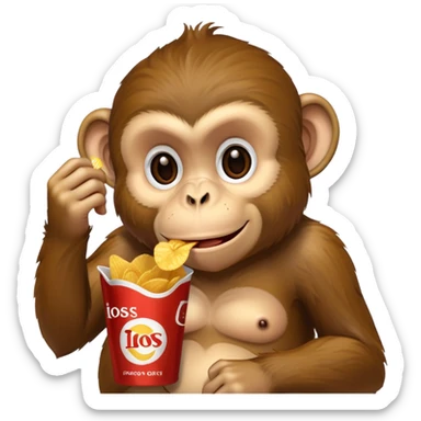 monkey eating chips and soda sticker