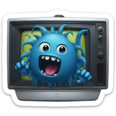 blue monster coming out of a tv emoji sticker