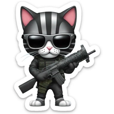 cat terminator, with m-16 rifle sticker