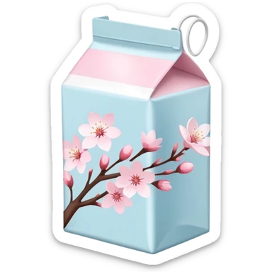 Cute Pastel pink and white Cherry Blossom Sakura Milk Carton sticker