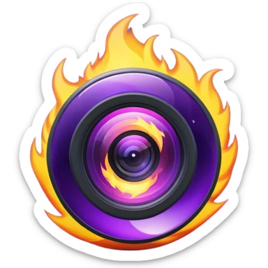 Glitter Fire Camera Purple sticker