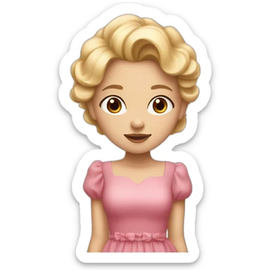 A blonde girl looks like a Jennie wearing a Rosie dress sticker