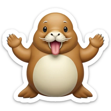 A round-shaped walrus wobbles with joy, its big tusks and silly smile stealing the spotligh sticker