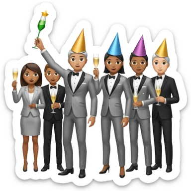 arrow going from one figure to a group of people sticker