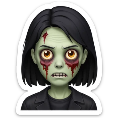 Zumbi com cabelo preto de tamanho médio e roupa preta  sticker