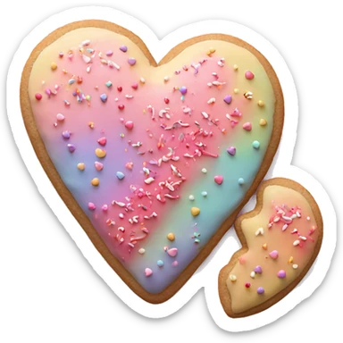 Realistic heart shaped cookie with pastel ombre icing and sprinkles. sticker