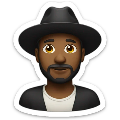 black man with wide-brimmed black hat beard fat sticker