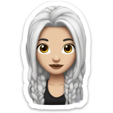 White girl with long black hair and lots of tattoos sticker