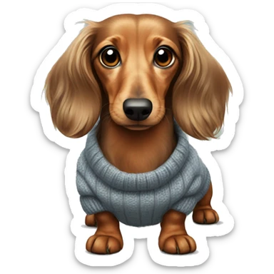 long haired dachshund in a sweater sticker