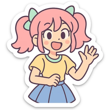 anime girl in pastel toon style sticker