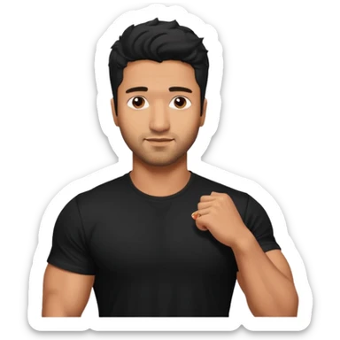 ipretty bratz emoji of vicky kaushal wearing a black tee, muscular sticker