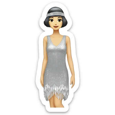 A silver sparkly flapper style dress sticker