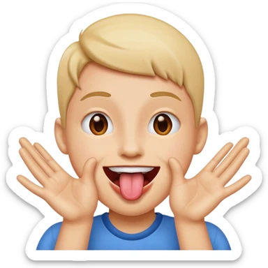 tongue out with hands opening up sticker