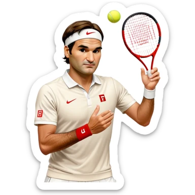 Roger Federer hitting a ball sticker