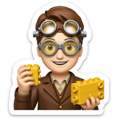 Steampunk Inventor yellow lego toy sticker