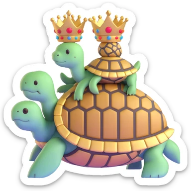 majestic turtle deity with crown sticker