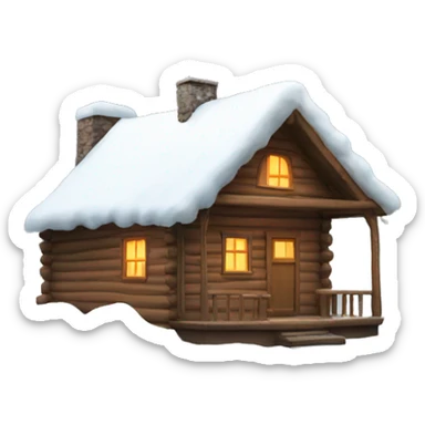 Cabin with snow and smoke sticker