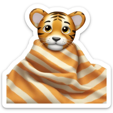 cute Little Tiger in a blanket  sticker