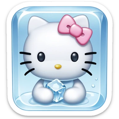 Cute hello kitty with ice cube sticker