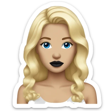 Blonde hair, blue eyes, black lips sticker