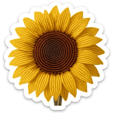 french beaded sunflower, intricate yellow and brown glass beads, realistic, close-up, no background, focus on the flower sticker