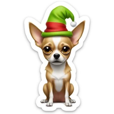Tan chihuahua with grinch costume  sticker