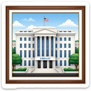 beautiful large building of the US Embassy. it looks very realistic sticker