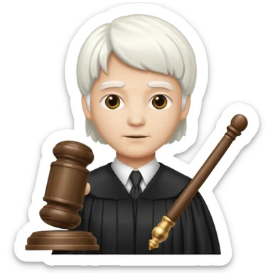 Judge with white wig and gavel sticker