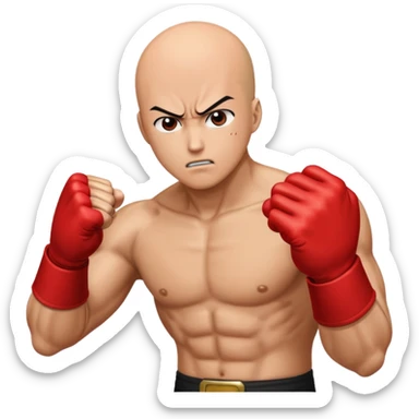 Angry Saitama with his red giant hand punching (just punch) sticker