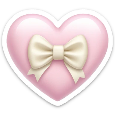 light pink heart with cream bow sticker