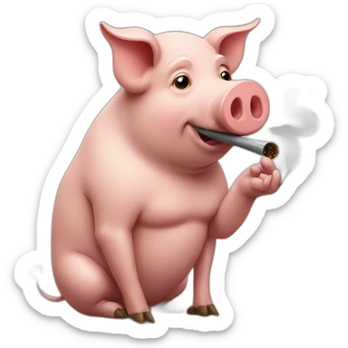 Pig smokes a pipe sticker