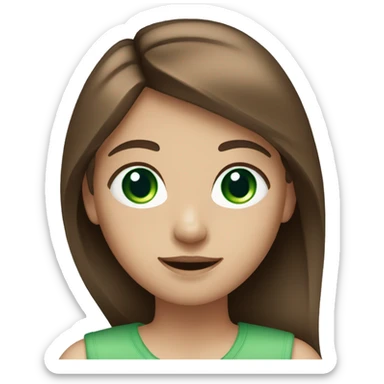 girl with brown straight hair and green blue eyes sticker