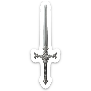 a silver greatsword, detailed, elegant, fantasy weapon sticker